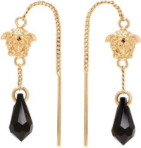 versace gold label earrings